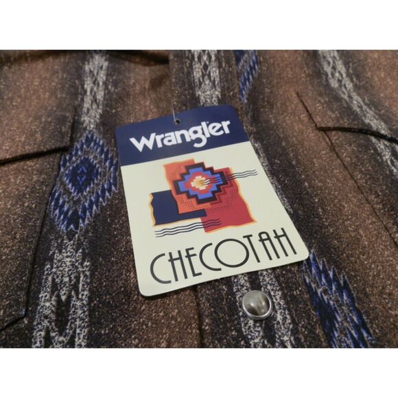 Cavenders Wrangler Checotah Men's Brown Western Shirt Long Sleeve Button XXL NWT - Picture 2 of 3